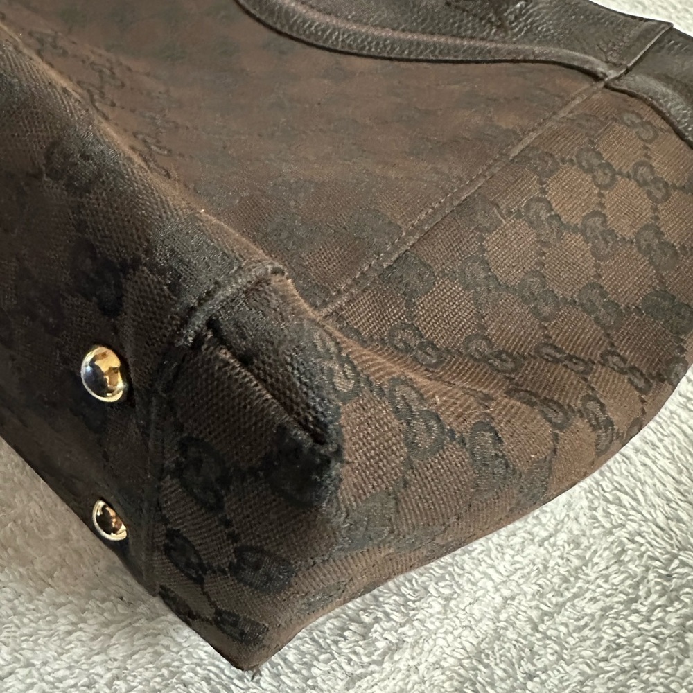 Gucci Chocolate Brown/Black Monogram Tote - Picture 8 of 12